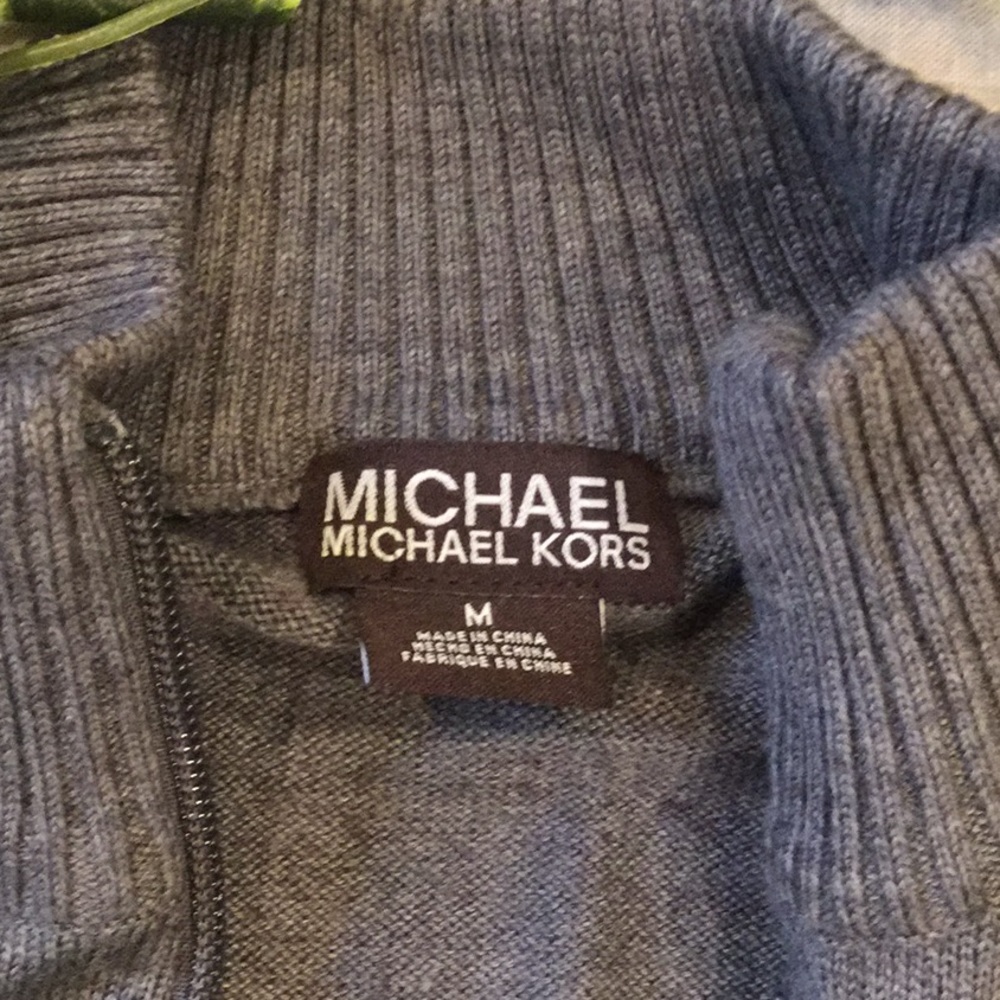 Michael Kors Gray Sweater Jacket Med Zip Cardigan - Picture 2 of 7